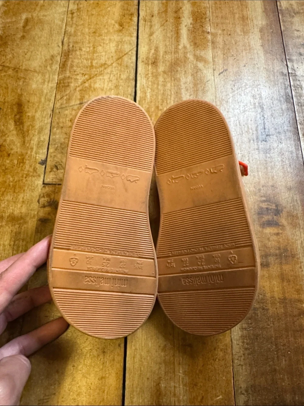 Mini Melissa Cross-Strap Sandals size 10 orange toddler girls summer beach